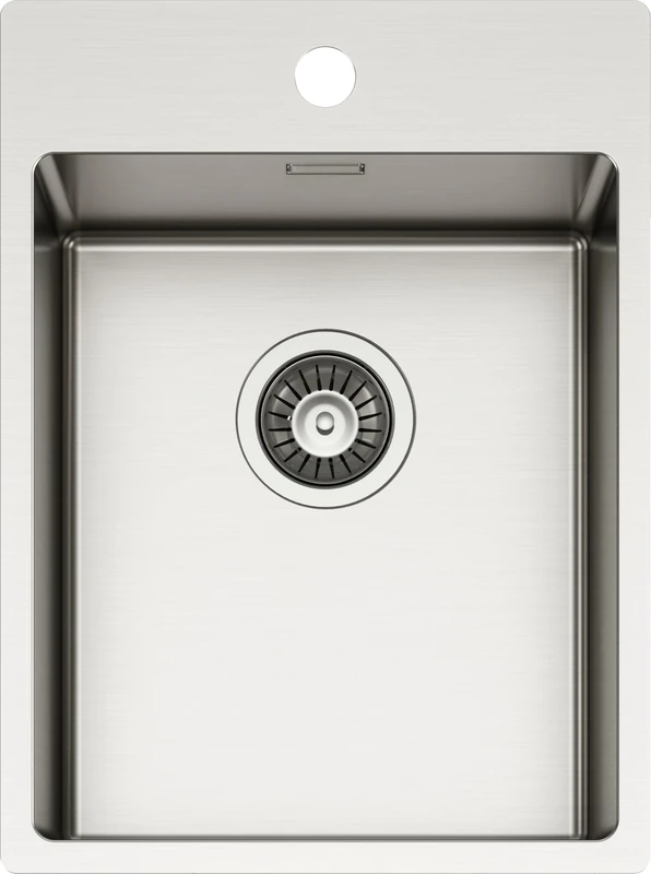 SCHOCK | New Technick Plus N100S 304 Stainless Steel Kitchen Sink, 390 x 510 cm, 340 x 400 cm, 1 Bowl Brushed Stainless Steel, Combinable with Mixers, Hobs and Ovens