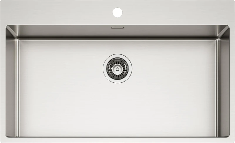 SCHOCK | New Technick Plus N100 XXL Kitchen Sink 304 Stainless Steel, 850 x 510 cm, 800 x 400 cm, 1 Bowl Brushed Stainless Steel, Combinable with Mixers, Hobs and Ovens