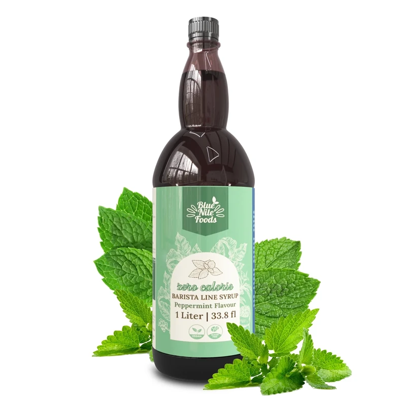 Blue Nile Foods Barista Peppermint Coffee Syrup, Sugar Free Syrup, Keto Friendly Gift, Calorie/Sugar Free Coffee Syrups for Drinks (Hot/Iced), 1L