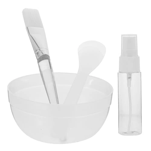 jojofuny 4pcs DIY Facial Mask Tool Set Mixing Bowl, Stirring Rod, Brush and Spray Bottle for Beauty Salon and Home Skincare Random Color Random Color