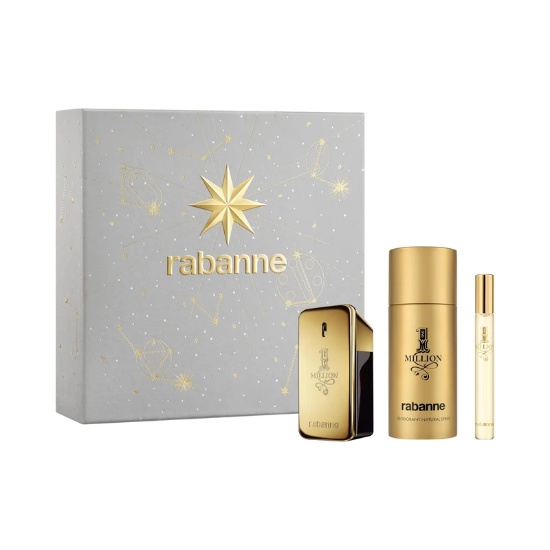 Rabanne 1 Million Eau de Toilette 50ml Gift Set 2025 (Contains 50ml EDT, 150ml Deodorant Spray and 10ml Travel Spray)