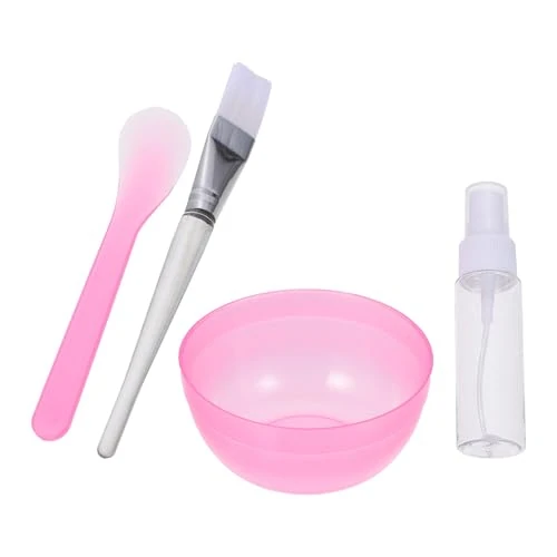 Angoily 4pcs DIY Facial Mask Tool Set Anti-Drop Mixing Bowl, Mask Stirring Rod, and Beauty Brush for Homemade Skin Care in Random Colors Random Color