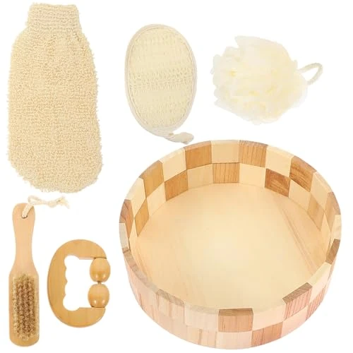 OSALADI 5pcs Pumice Stone Brush Set Body Scrubber and Foot Grinding Tool, Shower Ball Accessories for Women, Bath Cleaning Kit for Exfoliating and Skin Care