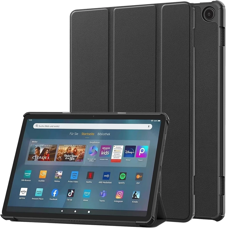 Tri-Fold Case for Fire Max 11 Tablet (13th Generation, 2023/2025 Release) - 11-Inch PC Hard Shell Back with Auto Wake/Sleep & Multiple Viewing Modes(Black)