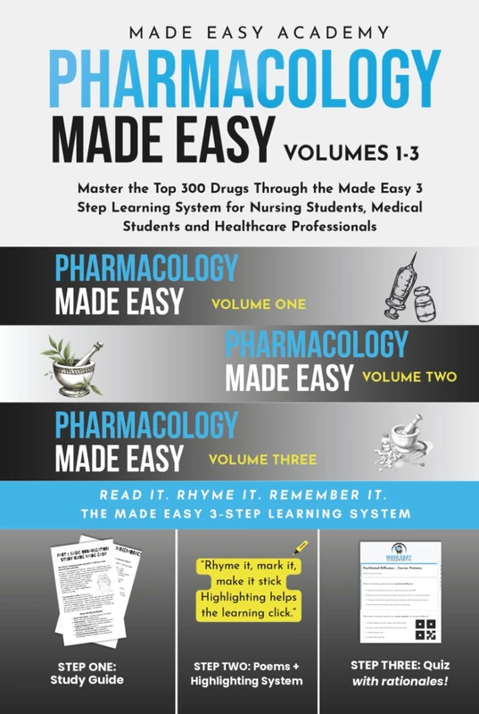 Pharmacology Made Easy, Vol 1-3: Master the Top 300 Drugs Through the Made Easy 3 Step Learning System for Nursing Students, Medical Students & ... PANCE, USMLE (Made Easy Academy Series)
