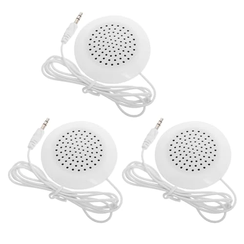 Sosoport 3pcs Mini Wired Pillow Speakers with Aux Jack for Home Office Travel Small Portable Stereo Sound for Under Pillow Relaxation and Workspace Focus White