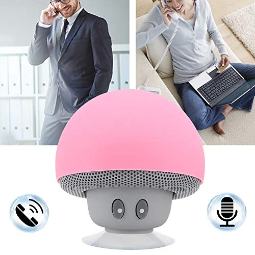 ERYUE Portable Music Speaker with Suction Cup for Hands- Calling, Watching Videos on Mobile Phone, Pink