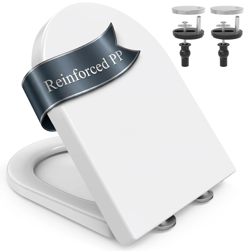 SURFOU D Shape Toilet Seat Soft Close, Reinforced PP Quick Release, White