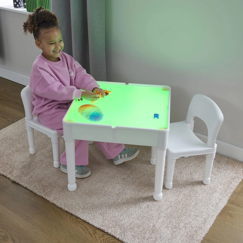Liberty House Toys Kids LED Light Table and Two Chairs Set, H43 x W51 x D51cm