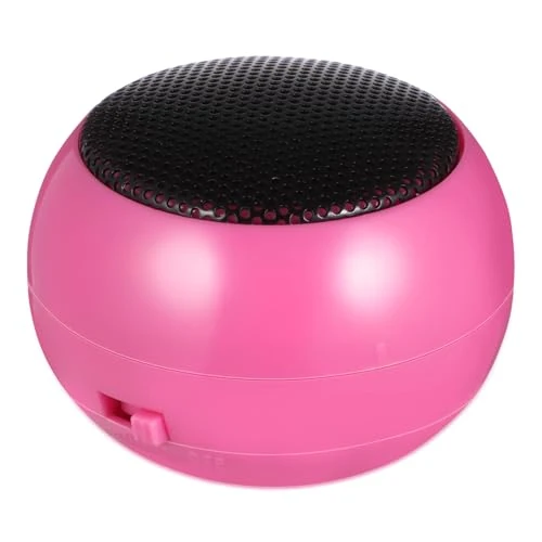 ASAKKURA USB Rechargeable Aux In Speaker Compact Loudspeaker Box Portable for Laptop Phone Tablet Mini Sound System Pink