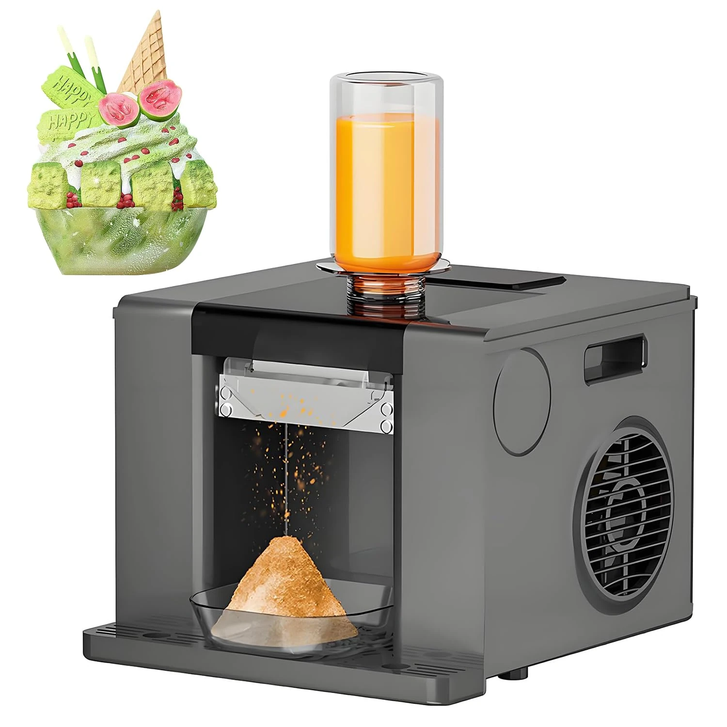 ZHJOPP Commercial Shaved Ice Machine, Large Capacity Shaved Ice Maker, High Output, Suitable for Homes, Bars, and Milk Tea Shops. (Black)