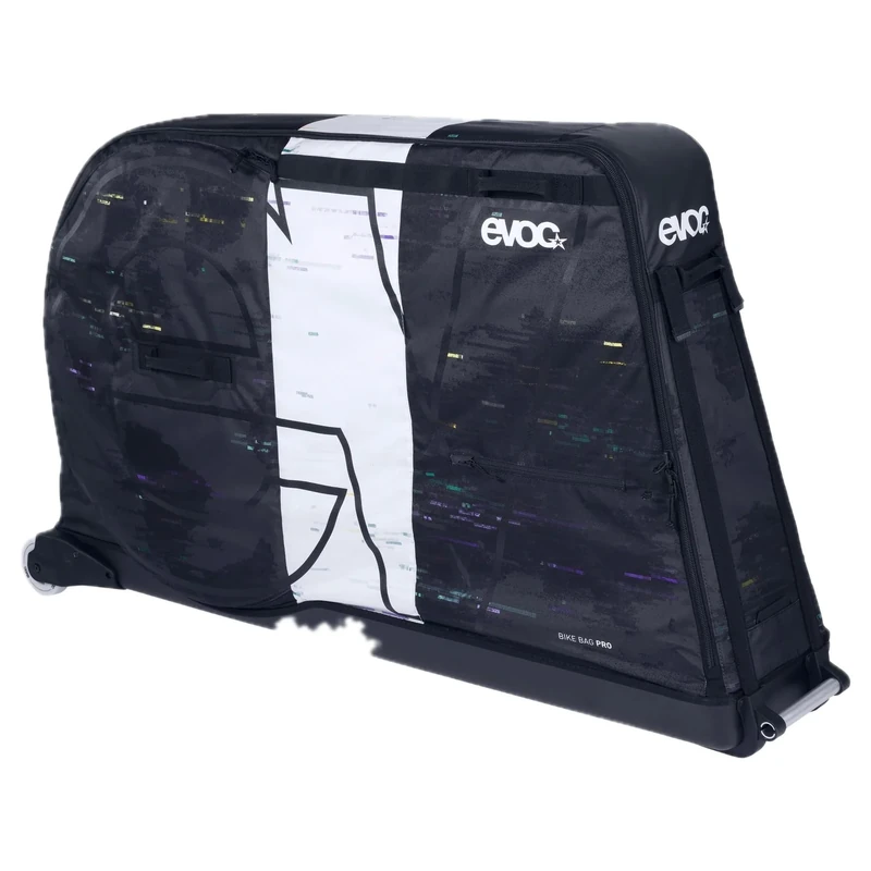 EVOC BIKE BAG PRO bike case (foldable bike transport bag for road, gravel, XC, FR, enduro, DH & ≤29" bikes, CLIP-ON WHEEL 3.0, max. wheelbase 130 cm, BIKE STAND PRO), multicolour