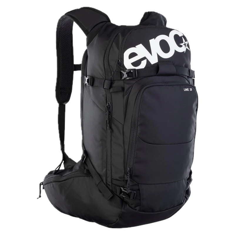 EVOC LINE 30 All-Mountain Carrying Backpack (NEURALITE SYSTEM, ski holder, separate avalanche compartment with emergency plan, easily accessible main compartment, BODDY HUGGING), Black