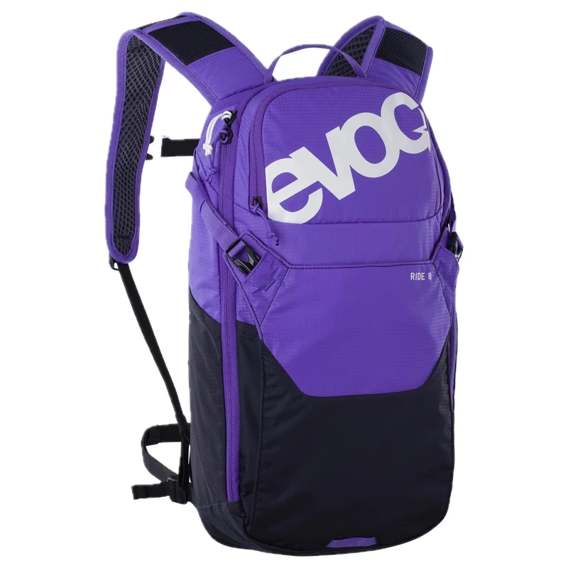 EVOC RIDE 8 + HYDRATION BLADDER 2 Bike backpack, trekking backpack (clever pocket management, backpack with back padding, 2 l HYDRATION BLADDER, daypack), Violet - Black