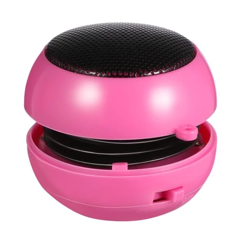 Vaguelly Mini Portable USB Rechargeable Speaker with Aux Input Burger Design Loudspeaker for Desktop and Laptop Built Audio Jack Compact External Soundbox in Pink Compatible