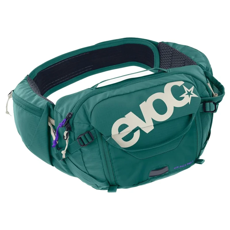 EVOC Hip Pack PRO 3, Hip Bag (AERO Flex Hip Belt, Waist Bag with AIR Flow Contact System, mesh Material, Tool Compartment, Perfect Bike Accessory for Trail Lovers), Bottle Green