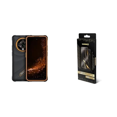 Hammer H Iron 6 5G Rugged Smartphone 6 RAM/128 GB + Hybrid Protection Glass | 5.6" 120 Hz Display, 65 MP Camera, 6050 mAh, Android 15, Black-Orange