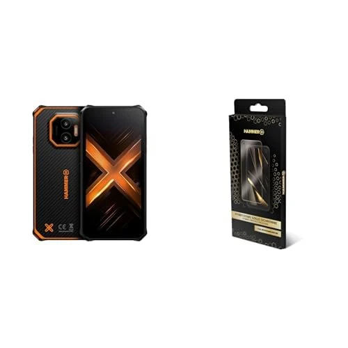 Hammer ENERGY X2 4G LTE Rugged Smartphone 6+6 GB RAM/128 GB + Hybrid Protection Glass | 6.1" Display, 5000 mAh, IP69, Android 15, Dual SIM, Black-Orange