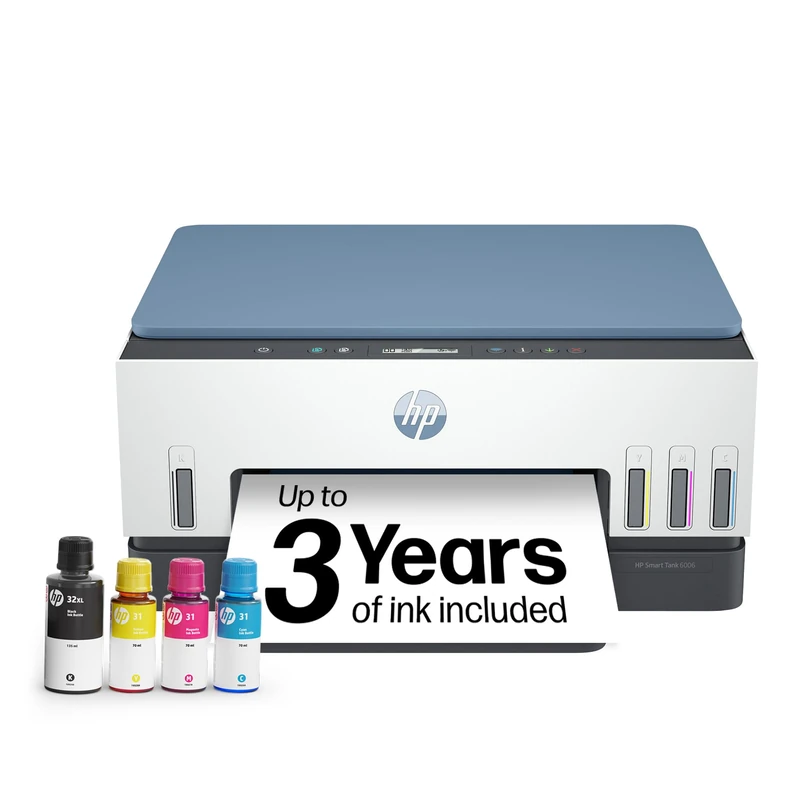 HP Smart Tank 6006 All in One Printer | Perfect for Home | Colour | Wireless | Print, Scan, Copy | Includes up to 3 Years of Ink | Smart Buttons | Low-on-ink sensors