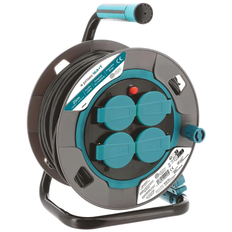 25 m Cable Guide 4 Sockets with Valve Section 3G 1.5mm2 IP44 Handle