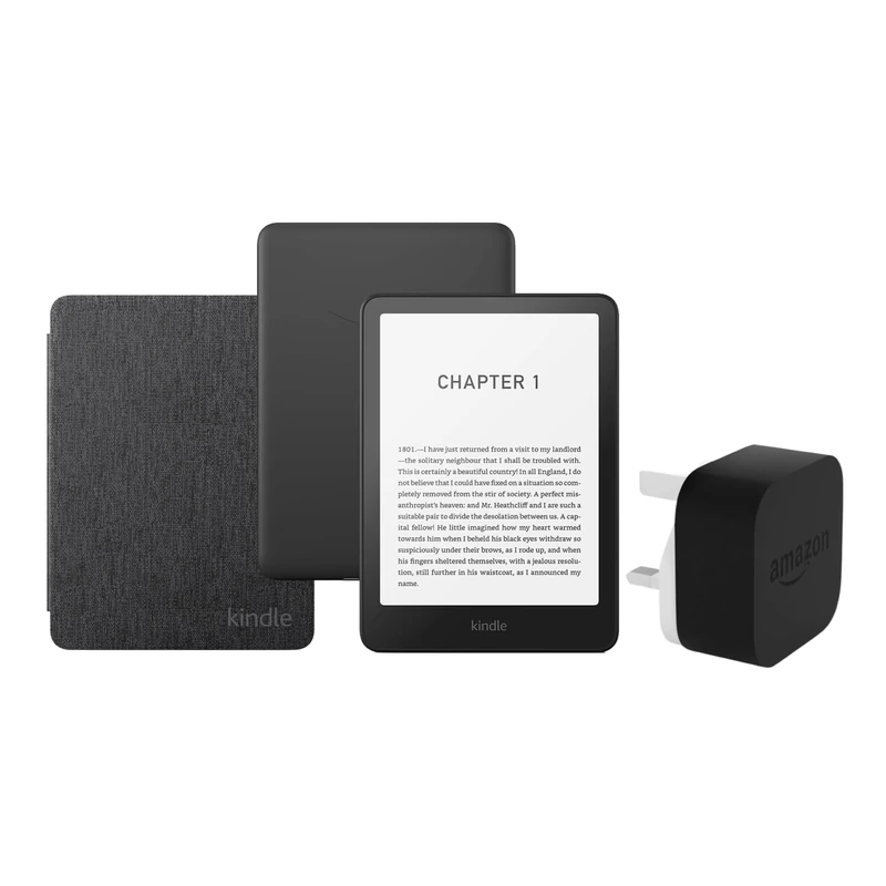 Amazon Kindle Colorsoft 16 GB, black Amazon Clear Back Cover and an Amazon Powerfast 9W Power Adapter