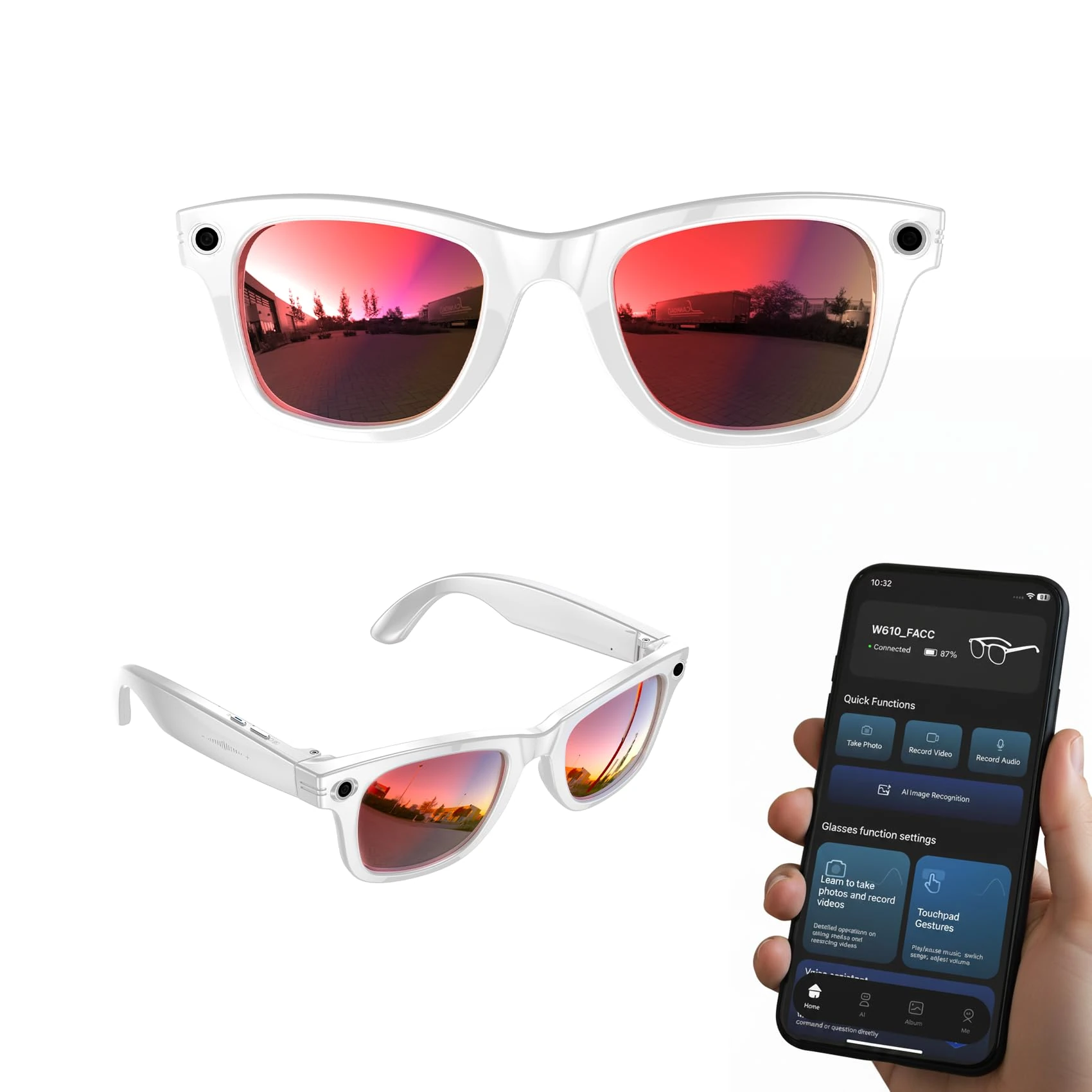 tulilut Smart AI Glasses with 8MP Camera, ChatGPT-Powered,Real-Time Translation & AI Recognition, Bluetooth 5.3 Music & Calls, Voice Feedback, 4K Video Recording, IP67 Waterproof Smart Sunglasses