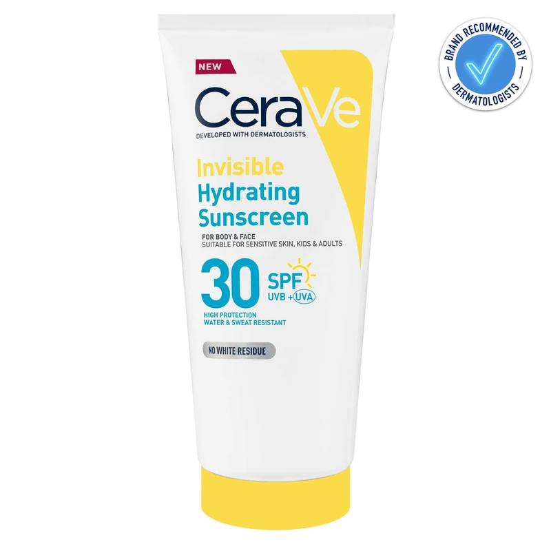 CeraVe Invisible Hydrating Sunscreen SPF30 for body skin care, for dry skin and very dry skin, sun cream body lotion for skin hydration and protection with 3 essential ceramides, 177ml