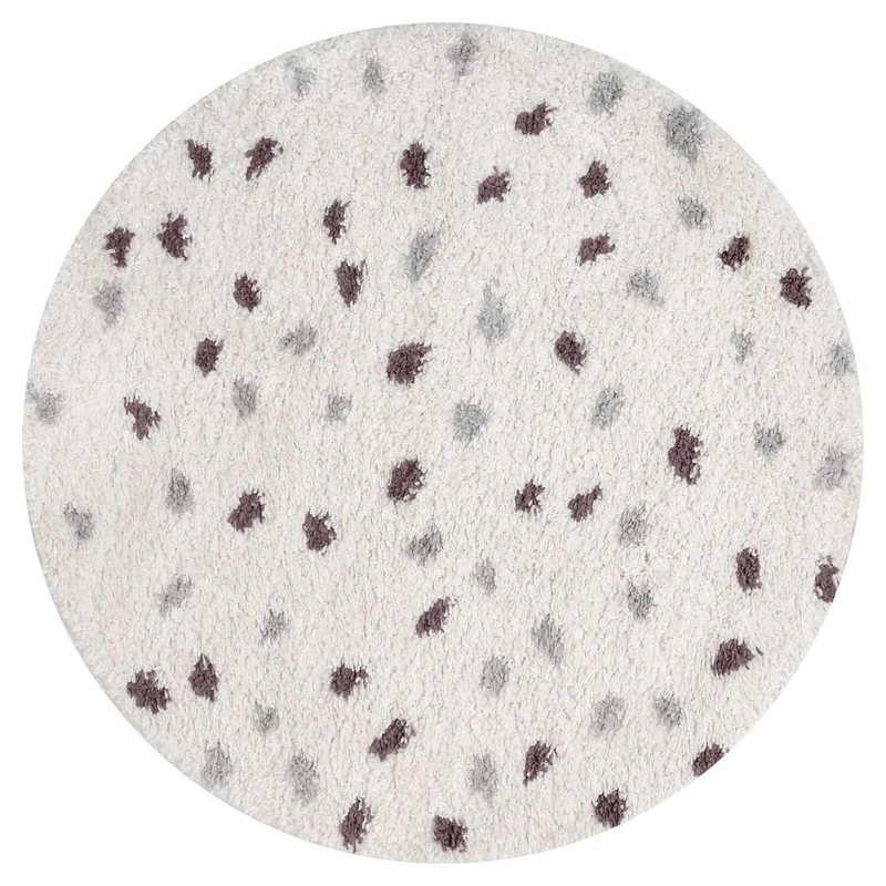 THE RUGS Soft Shaggy Area Rug – Modern Patterned Carpet for Living Room & Bedroom, Extra Plush, Easy to Clean, Terrazzo Design (120 cm Round, Grey/Purple)