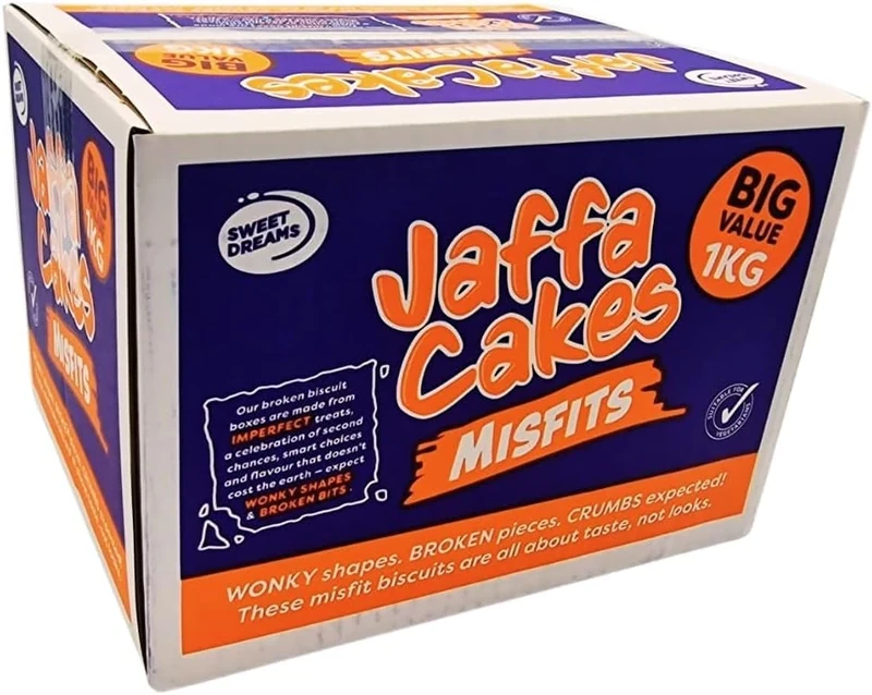 Jaffa Cake Misfits 1kg Box | Chocolate Broken Biscuits | Mis-Shaped Chocolate & Orange Treats | Bulk Snack Value Pack | Crumbs Expected | Big Value pack on All Occassions (2 Boxes)
