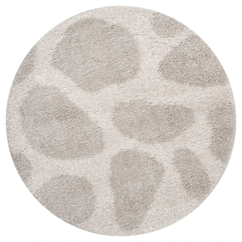 THE RUGS Soft Shaggy Area Rug – Modern Patterned Carpet for Living Room & Bedroom, Extra Plush, Easy to Clean, Animal Print Design (120 cm Round, Light Beige)