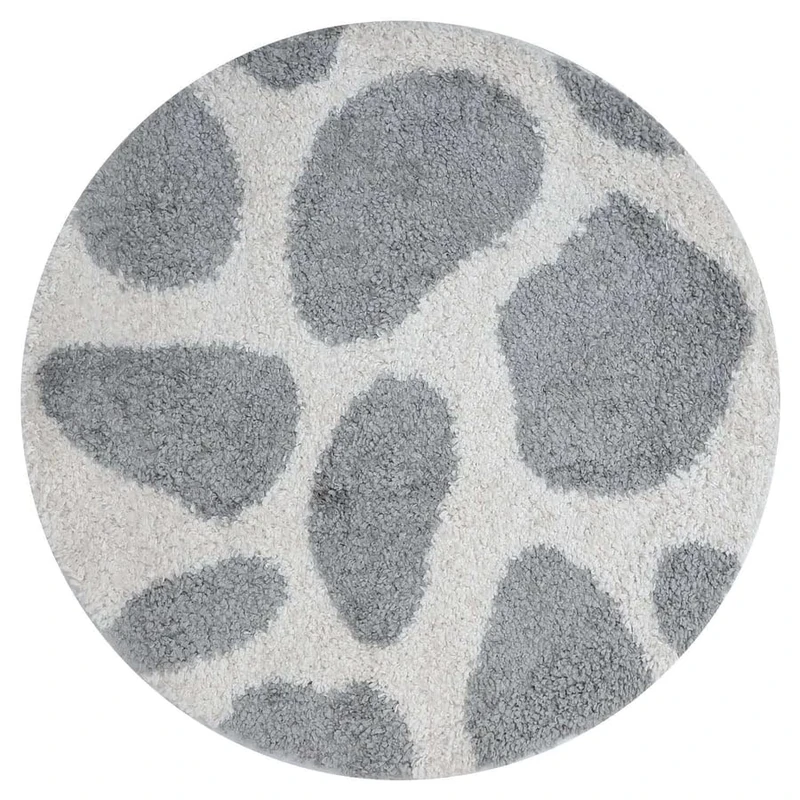 THE RUGS Soft Shaggy Area Rug – Modern Patterned Carpet for Living Room & Bedroom, Extra Plush, Easy to Clean, Animal Print Design (120 cm Round, Grey)