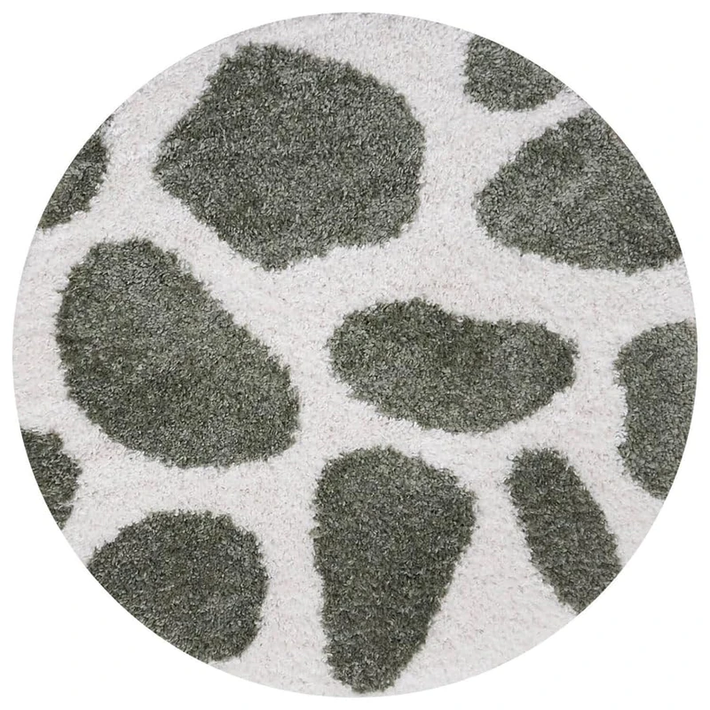 THE RUGS Soft Shaggy Area Rug – Modern Patterned Carpet for Living Room & Bedroom, Extra Plush, Easy to Clean, Animal Print Design (120 cm Round, Sage Green)
