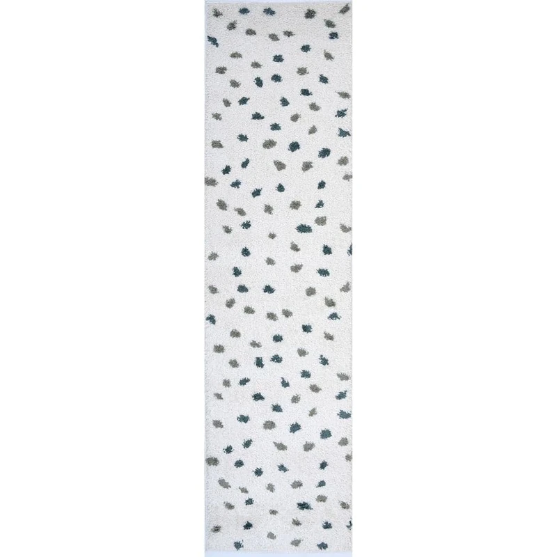 THE RUGS Soft Shaggy Area Rug – Modern Patterned Carpet for Living Room & Bedroom, Extra Plush, Easy to Clean, Terrazzo Design (80x300 cm, Forest & Sage Green)