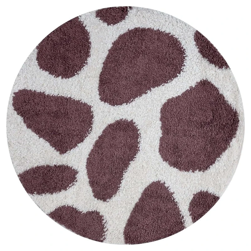 THE RUGS Soft Shaggy Area Rug – Modern Patterned Carpet for Living Room & Bedroom, Extra Plush, Easy to Clean, Animal Print Design (120 cm Round, Purple)