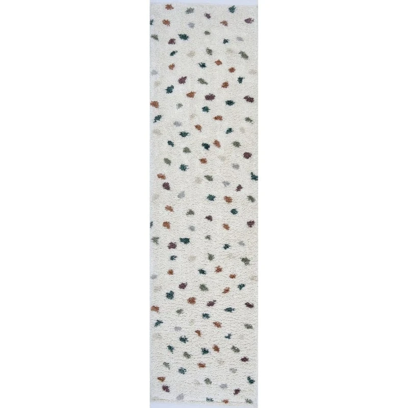 THE RUGS Soft Shaggy Area Rug – Modern Patterned Carpet for Living Room & Bedroom, Extra Plush, Easy to Clean, Terrazzo Design (80x300 cm, Multicolour)