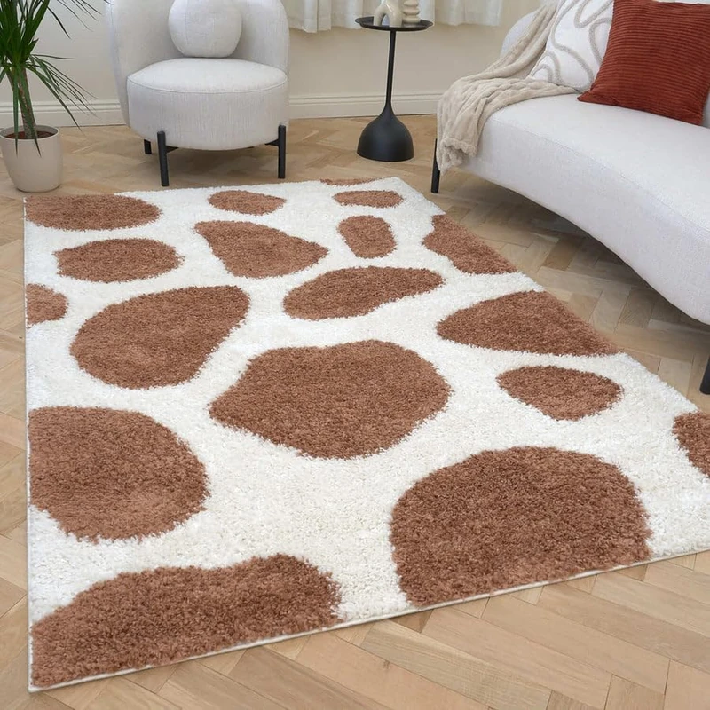 THE RUGS Soft Shaggy Area Rug – Modern Patterned Carpet for Living Room & Bedroom, Extra Plush, Easy to Clean, Animal Print Design (160x230 cm, Terra)