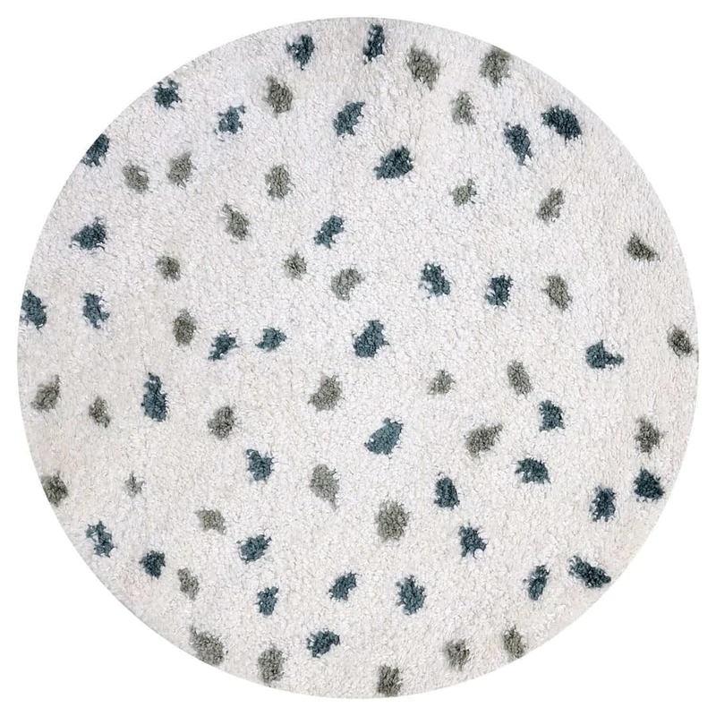THE RUGS Soft Shaggy Area Rug – Modern Patterned Carpet for Living Room & Bedroom, Extra Plush, Easy to Clean, Terrazzo Design (120 cm Round, Forest & Sage Green)