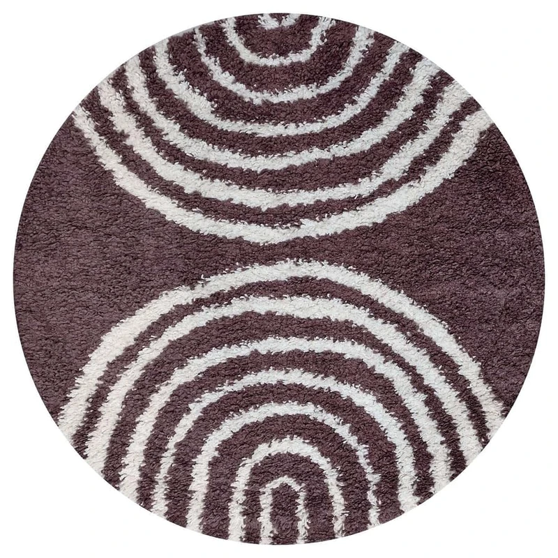 THE RUGS Soft Shaggy Area Rug – Modern Patterned Carpet for Living Room & Bedroom, Extra Plush, Easy to Clean, Geometric Arch Design (120 cm Round, Purple)