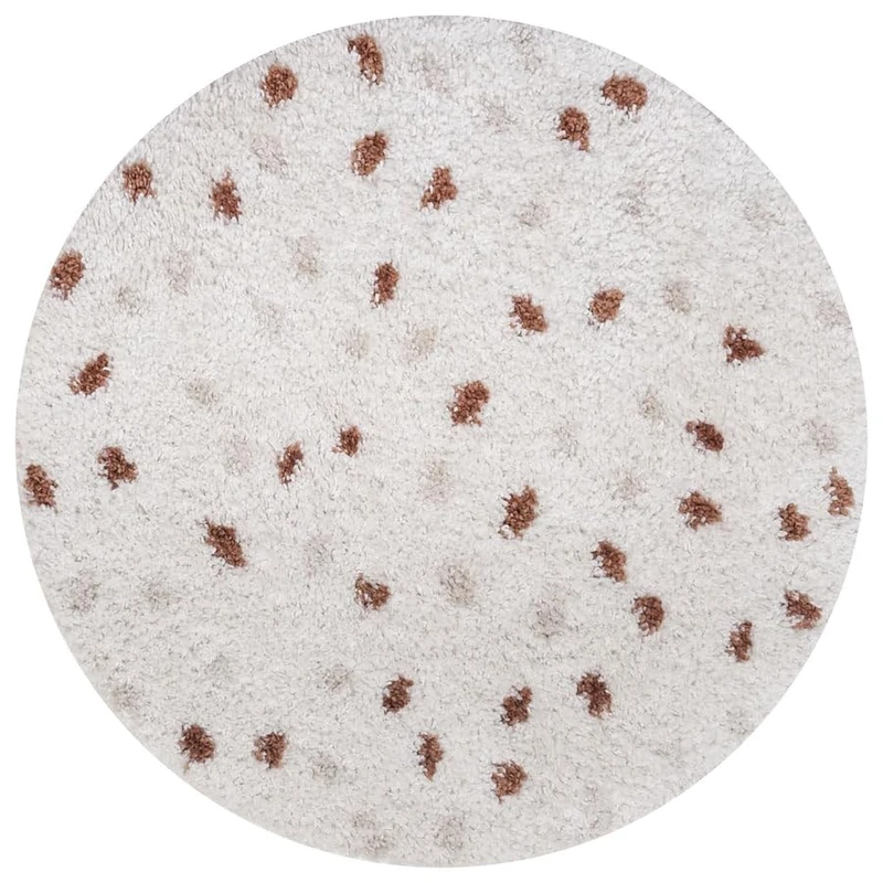 THE RUGS Soft Shaggy Area Rug – Modern Patterned Carpet for Living Room & Bedroom, Extra Plush, Easy to Clean, Terrazzo Design (120 cm Round, Beige/Terra)