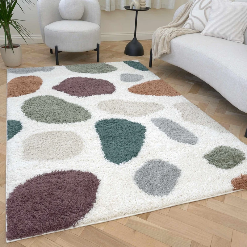 THE RUGS Soft Shaggy Area Rug – Modern Patterned Carpet for Living Room & Bedroom, Extra Plush, Easy to Clean, Animal Print Design (80x150 cm, Multicolour)