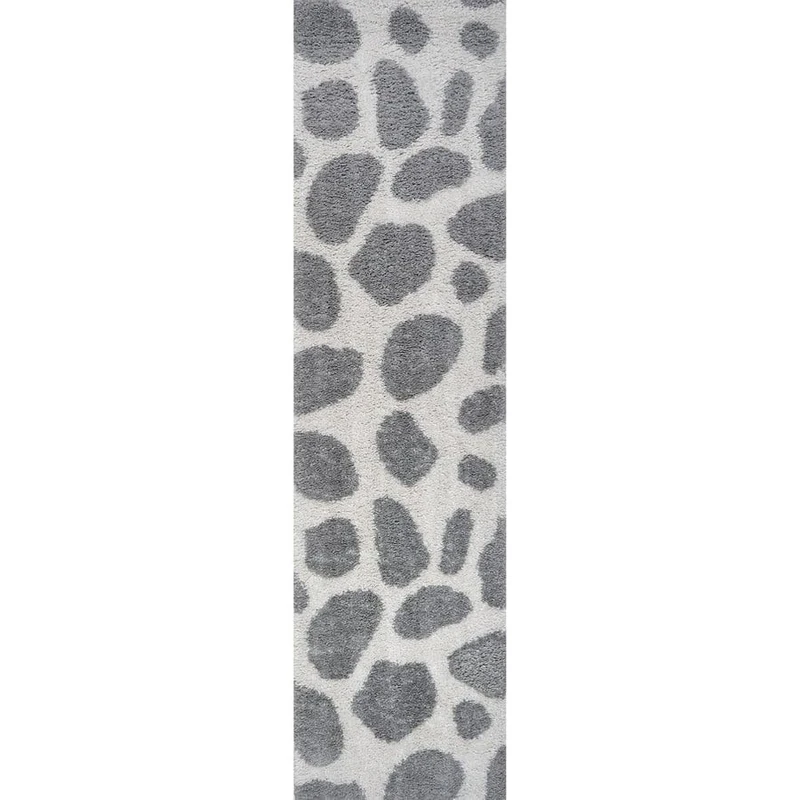 THE RUGS Soft Shaggy Area Rug – Modern Patterned Carpet for Living Room & Bedroom, Extra Plush, Easy to Clean, Animal Print Design (80x300 cm, Grey)