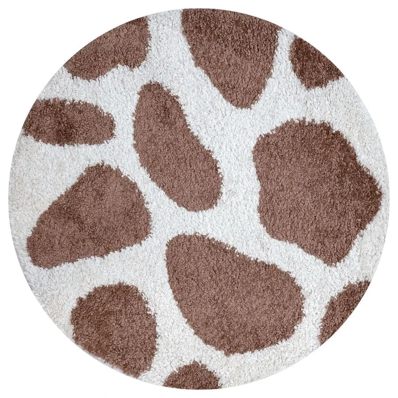 THE RUGS Soft Shaggy Area Rug – Modern Patterned Carpet for Living Room & Bedroom, Extra Plush, Easy to Clean, Animal Print Design (120 cm Round, Terra)