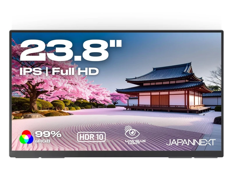 JapanNext Portable Monitor 23.8 Inch IPS Full HD (1920 x 1080) | HDR | USB-C Power Delivery (65W) | Integrated Speaker | G-Sync/FreeSync | JN-MD-IPS238F-C6