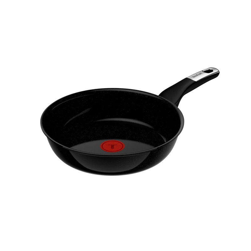 Tefal Explore On G2140432 Ceramic Frying Pan 24 cm Powerful Non-Stick Ceramic Coating Fusioncore Technology Scratch Resistant Deep Shape Thermal Signal Suitable for All Hob Types Black