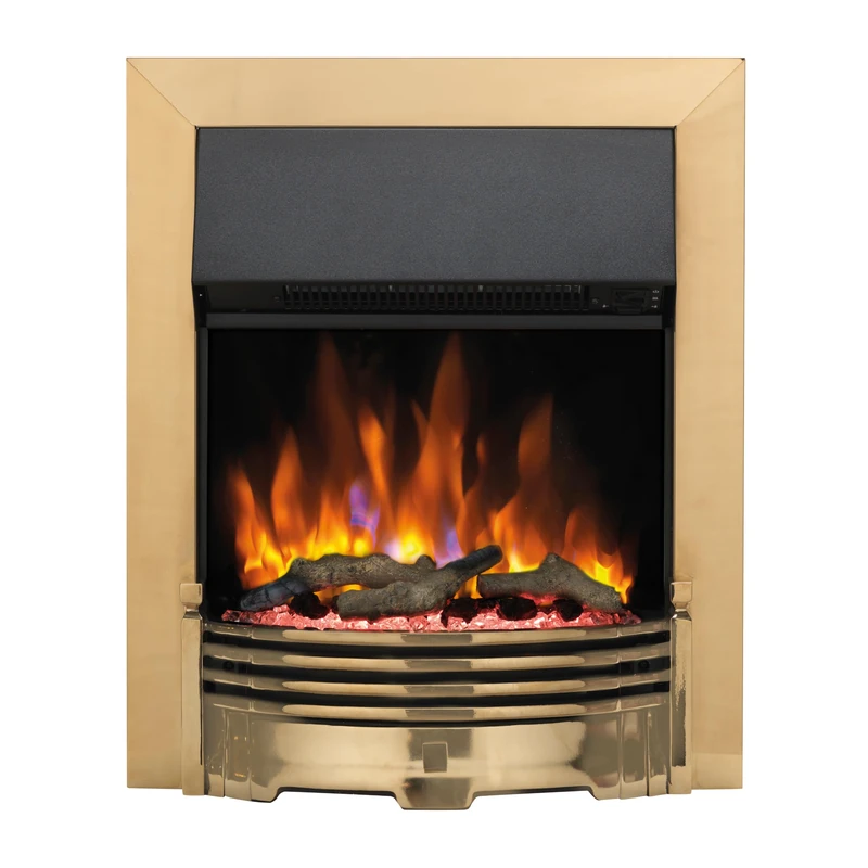 Dimplex Helmsdale Optiflame Inset Electric Fire, Brass Effect LED Flame Fireplace