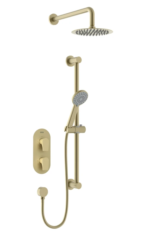 Bristan Hourglass, Concealed Thermostatic Shower Kit with Two Outlets, Safe Touch Technology, Brushed Brass Finish