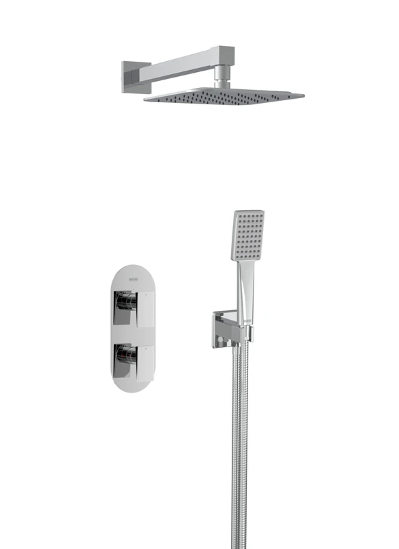Bristan Tangram, Concealed Thermostatic Shower Kit with Two Outlets, Safe Touch Technology, Chrome Finish