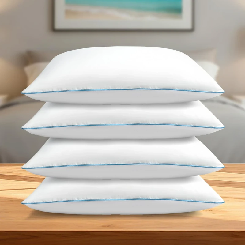 GC GAVENO CAVAILIA 300 Thread Count Water Pillow 4 Pack | Adjustable Water Pillow for Sleeping Neck & Shoulder Pain Relief, Cotton Pillow Cover | Washable Side Sleeper Waterbase Support Pillow,50x70cm