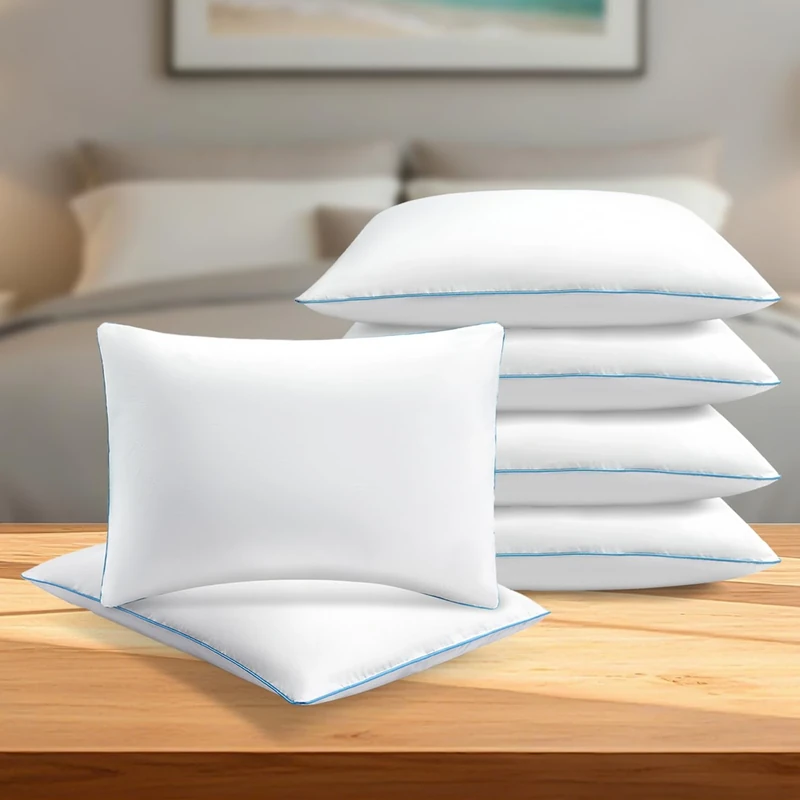 GC GAVENO CAVAILIA 300 Thread Count Water Pillow 6 Pack | Adjustable Water Pillow for Sleeping Neck & Shoulder Pain Relief, Cotton Pillow Cover | Washable Side Sleeper Waterbase Support Pillow,50x70cm