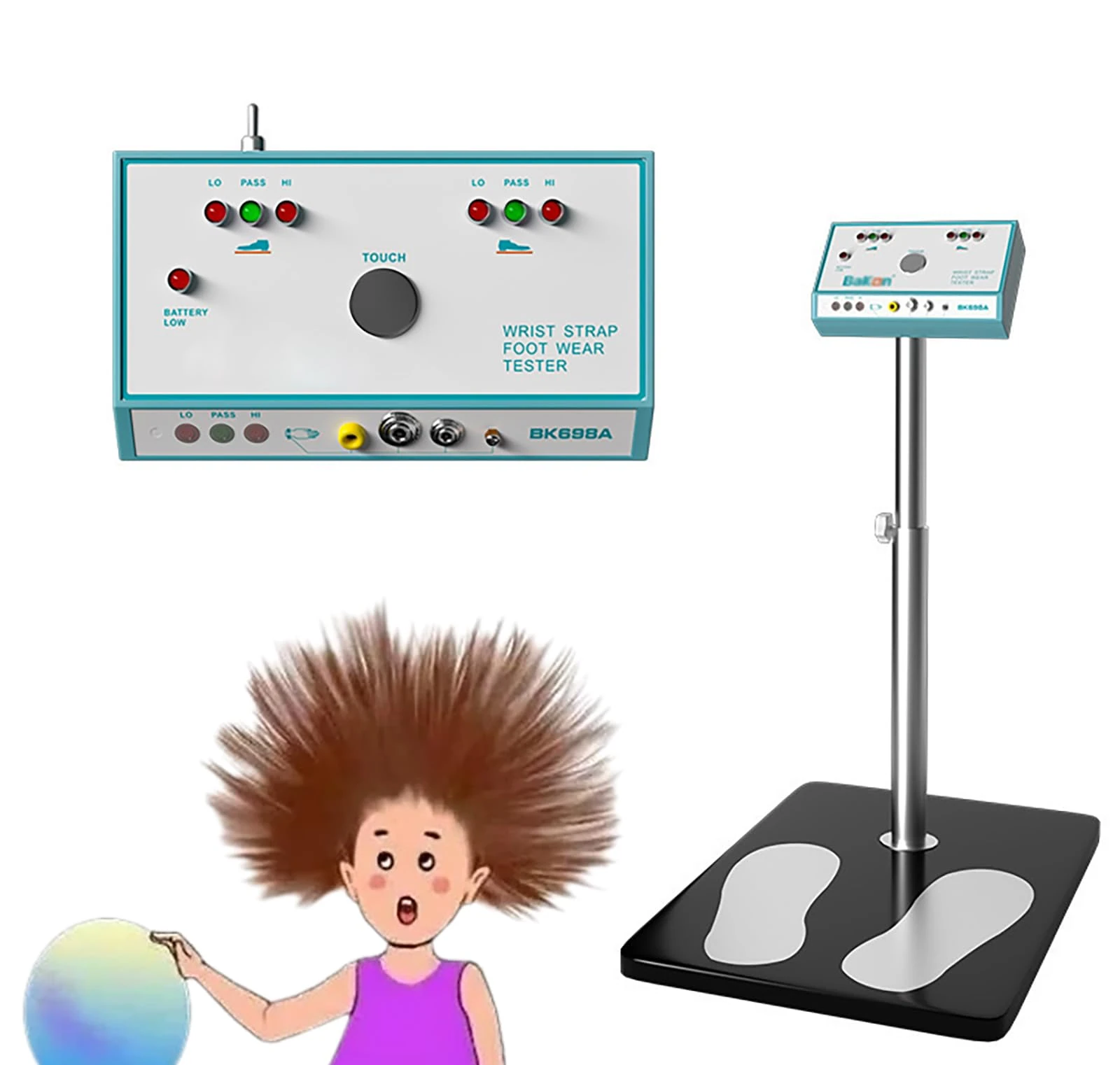 ZHJOPP Comprehensive Static Electricity Meter for Human Body, Anti-static Wrist and Footwear Tester, Suitable for Small Factories.